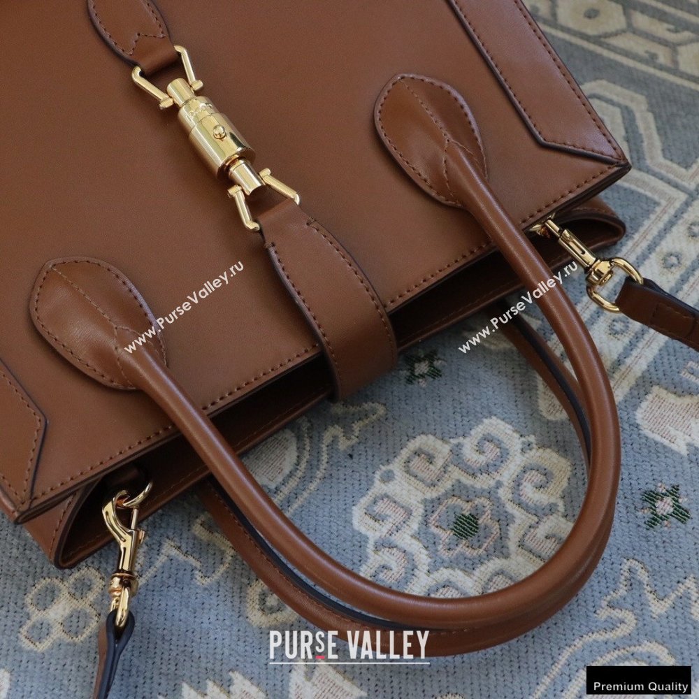 Gucci Jackie 1961 Medium Tote Bag 649016 Leather Brown 2021 (dlh-21012901)