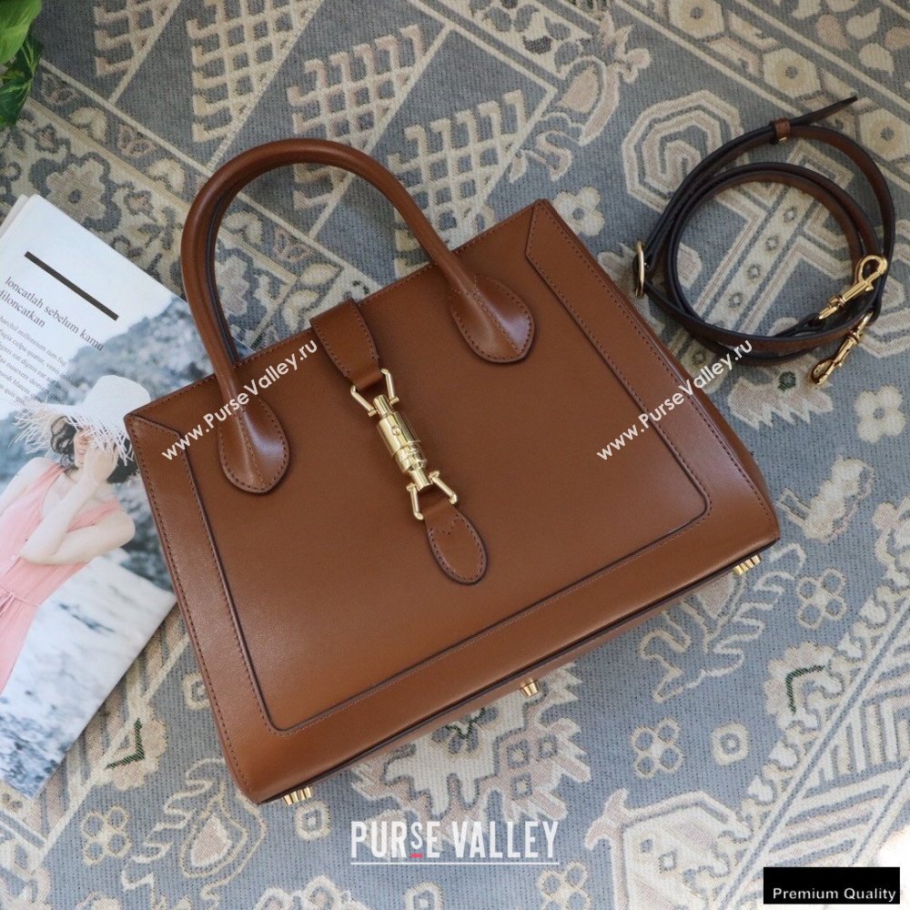 Gucci Jackie 1961 Medium Tote Bag 649016 Leather Brown 2021 (dlh-21012901)