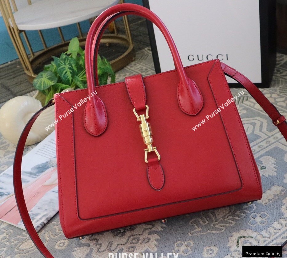 Gucci Jackie 1961 Medium Tote Bag 649016 Leather Red 2021 (dlh-21012902)