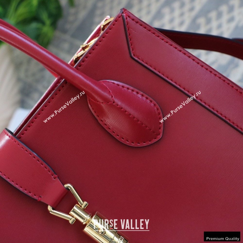 Gucci Jackie 1961 Medium Tote Bag 649016 Leather Red 2021 (dlh-21012902)