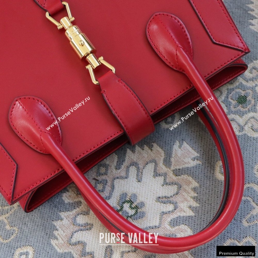 Gucci Jackie 1961 Medium Tote Bag 649016 Leather Red 2021 (dlh-21012902)