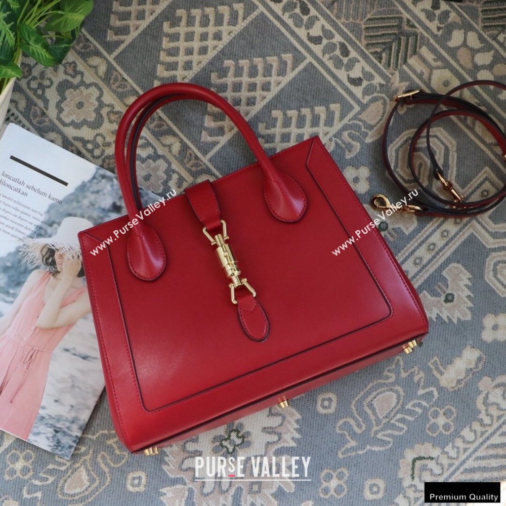Gucci Jackie 1961 Medium Tote Bag 649016 Leather Red 2021 (dlh-21012902)