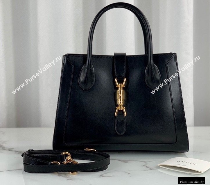 Gucci Jackie 1961 Medium Tote Bag 649016 Leather Black 2021 (dlh-21012903)