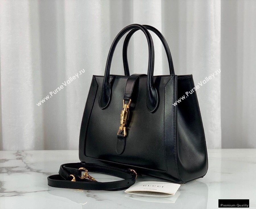 Gucci Jackie 1961 Medium Tote Bag 649016 Leather Black 2021 (dlh-21012903)