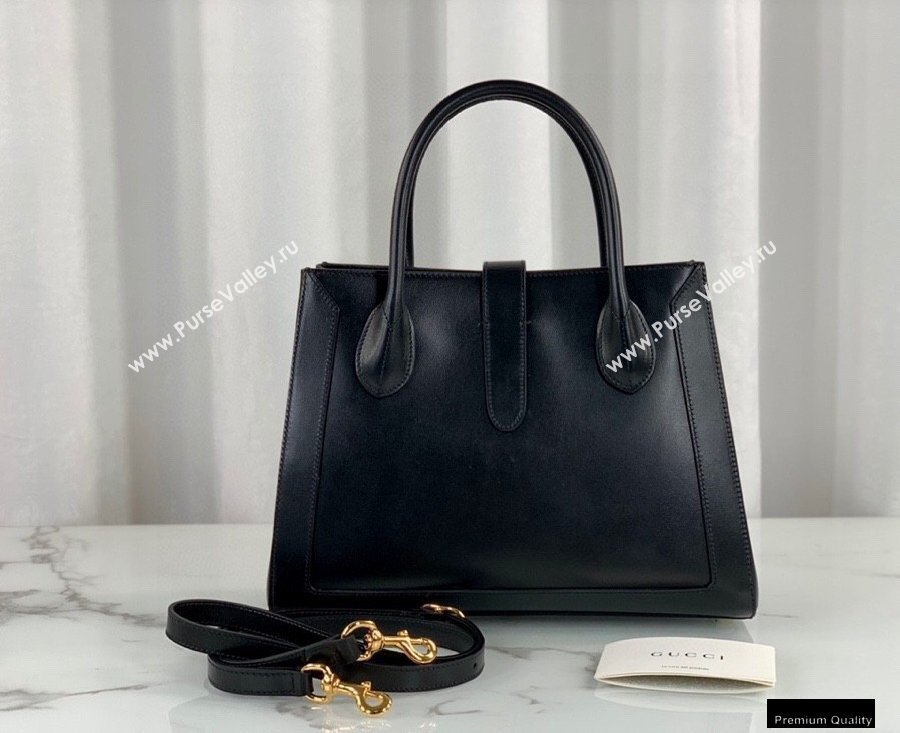 Gucci Jackie 1961 Medium Tote Bag 649016 Leather Black 2021 (dlh-21012903)