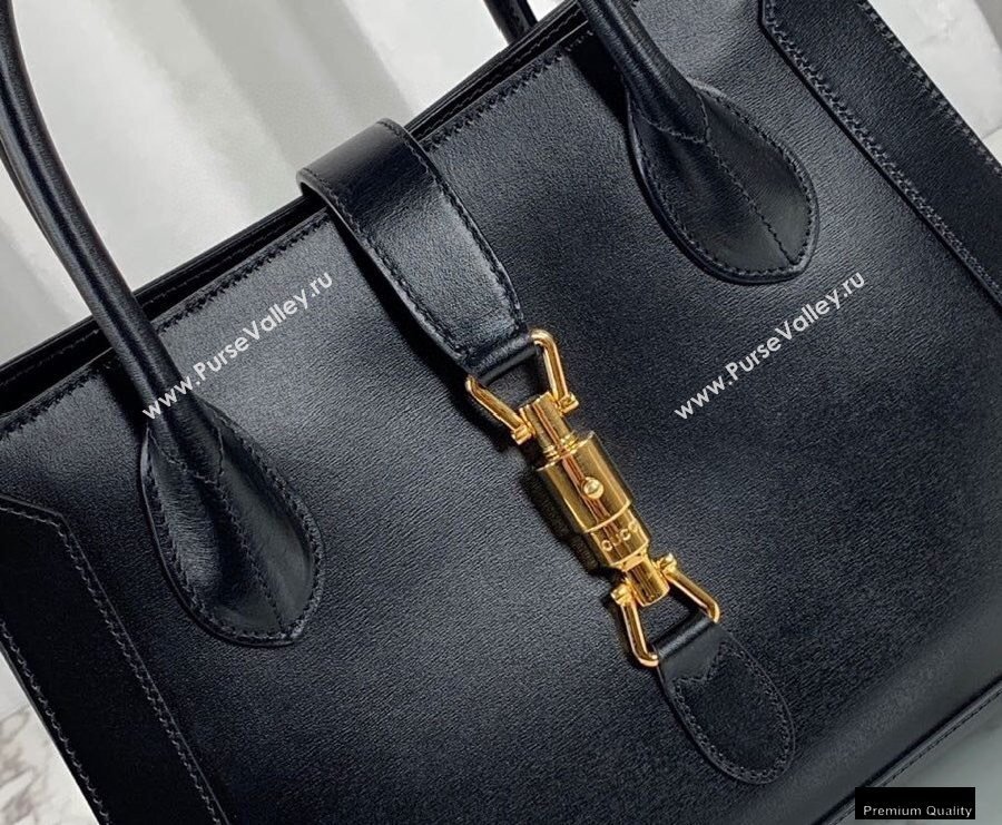 Gucci Jackie 1961 Medium Tote Bag 649016 Leather Black 2021 (dlh-21012903)