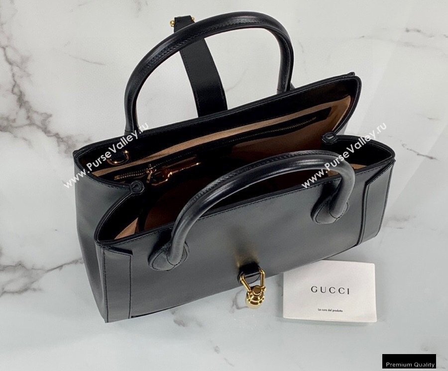 Gucci Jackie 1961 Medium Tote Bag 649016 Leather Black 2021 (dlh-21012903)