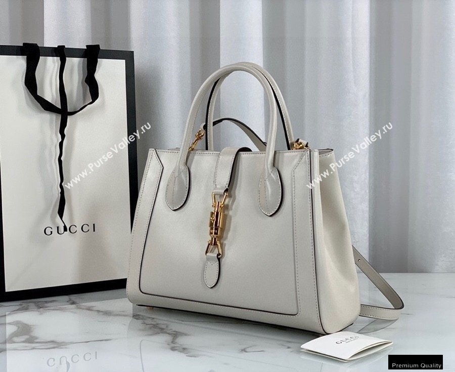 Gucci Jackie 1961 Medium Tote Bag 649016 Leather White 2021 (dlh-21012904)