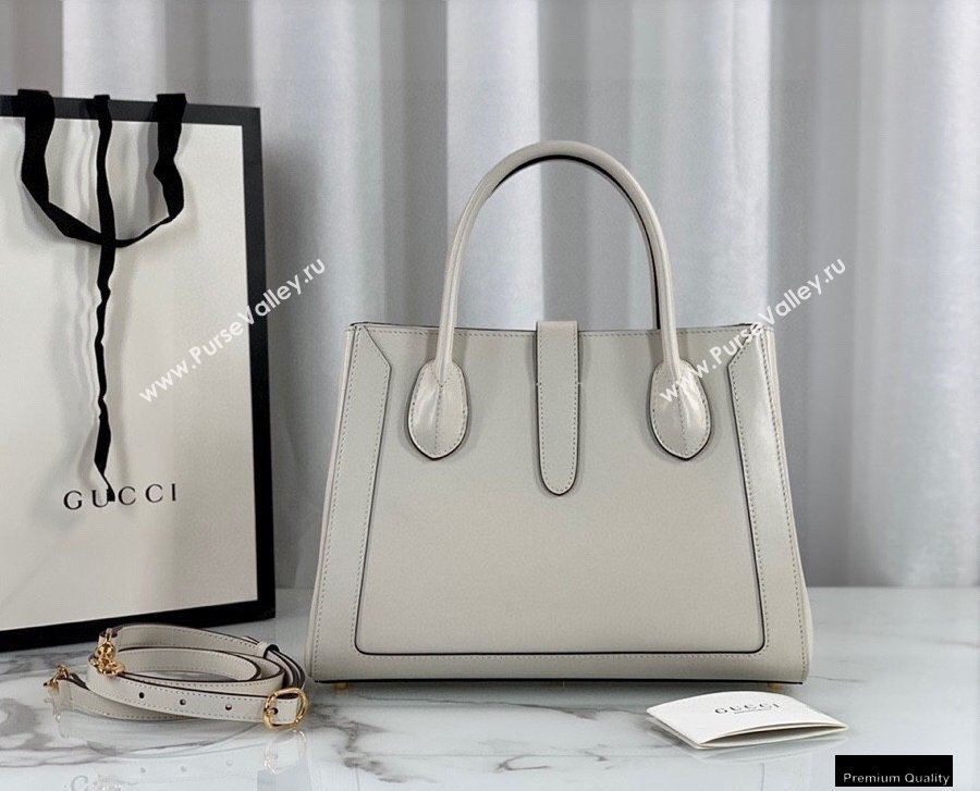 Gucci Jackie 1961 Medium Tote Bag 649016 Leather White 2021 (dlh-21012904)
