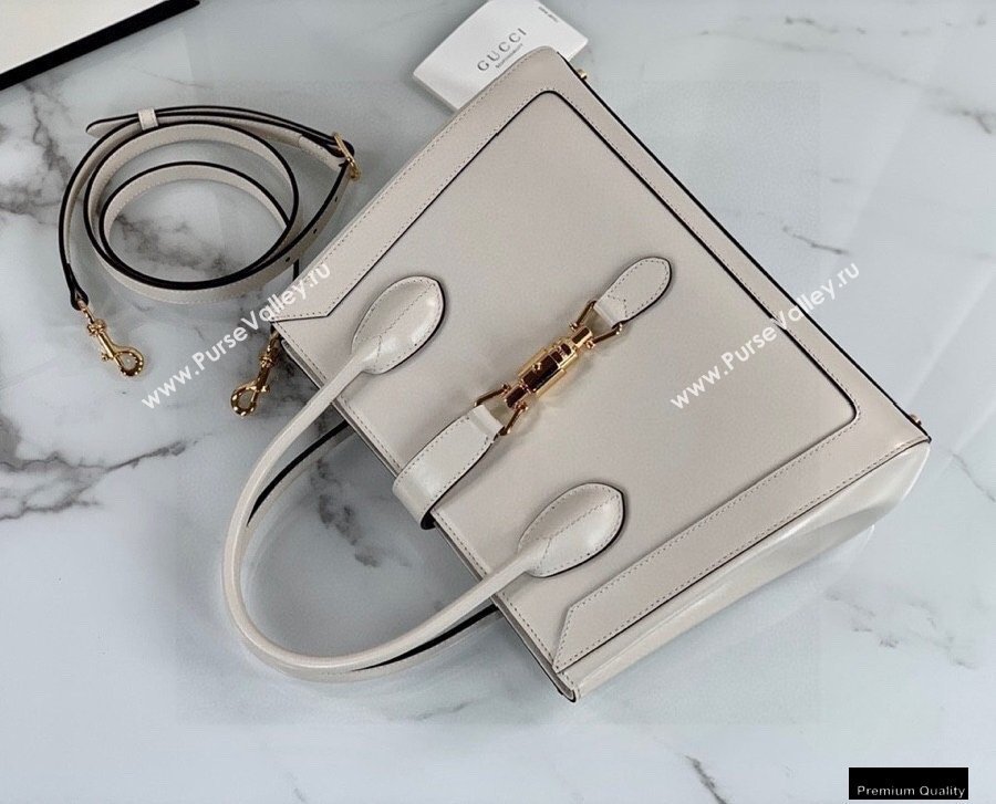 Gucci Jackie 1961 Medium Tote Bag 649016 Leather White 2021 (dlh-21012904)