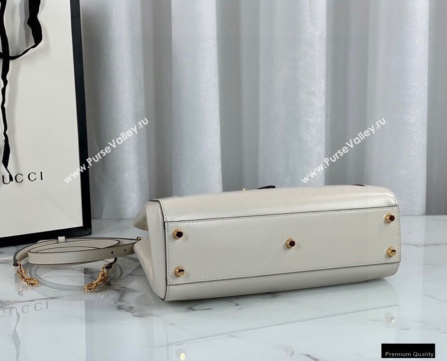 Gucci Jackie 1961 Medium Tote Bag 649016 Leather White 2021 (dlh-21012904)