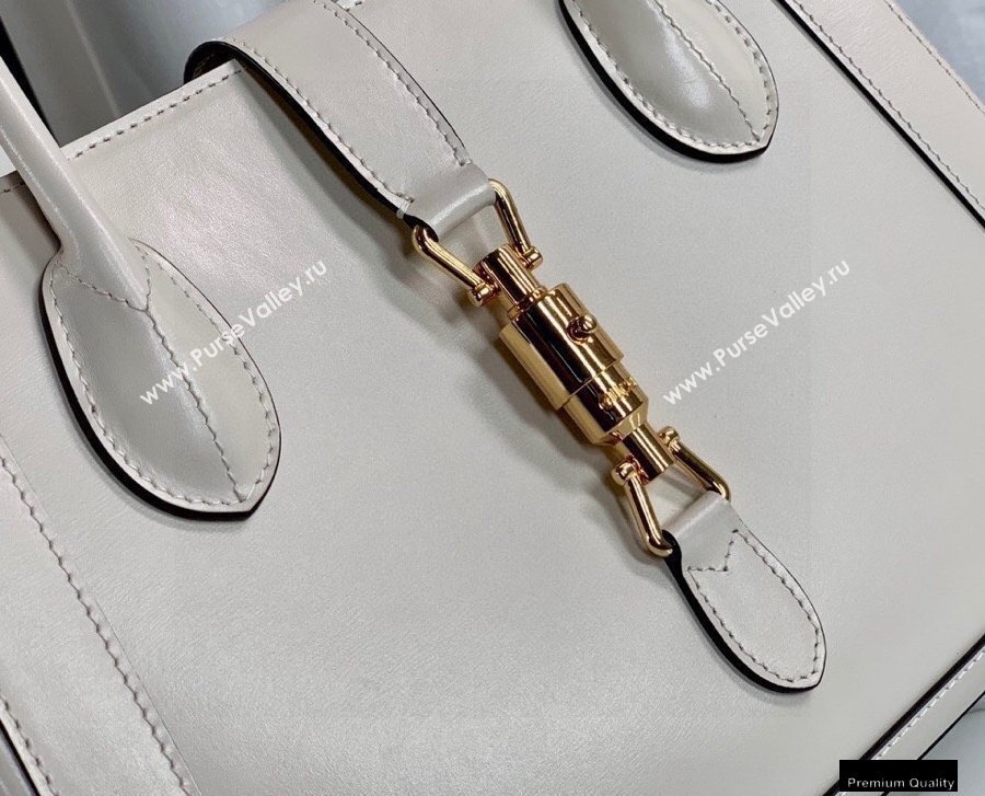 Gucci Jackie 1961 Medium Tote Bag 649016 Leather White 2021 (dlh-21012904)