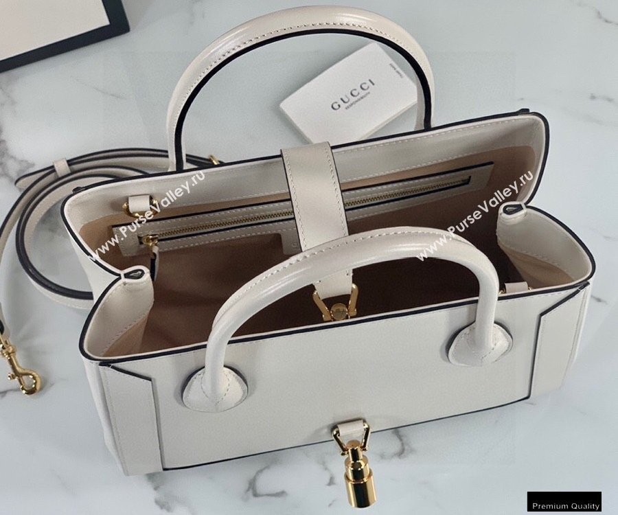 Gucci Jackie 1961 Medium Tote Bag 649016 Leather White 2021 (dlh-21012904)