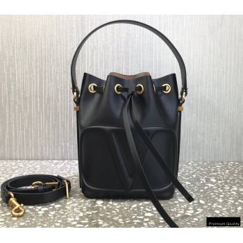 Valentino VLogo Walk Calfskin Bucket Bag Black 2021 (liankafo-21012901)