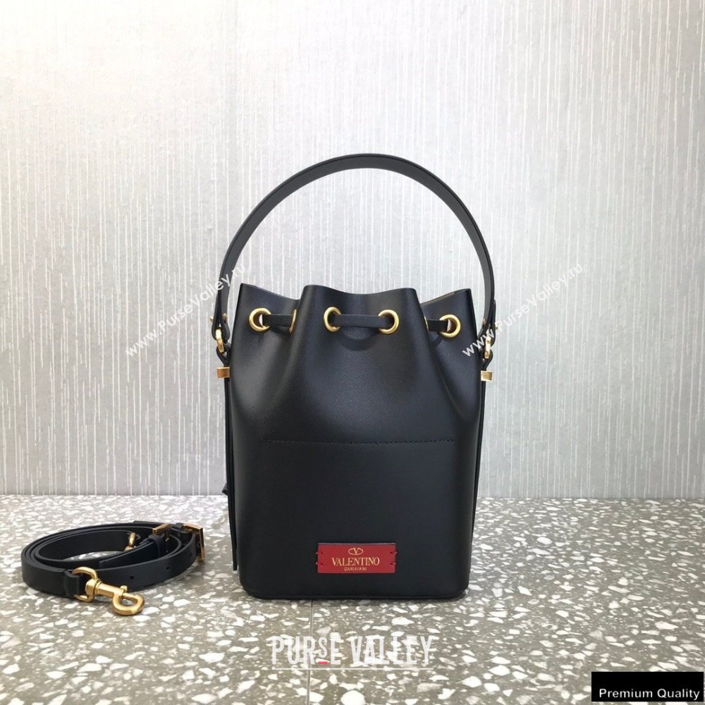 Valentino VLogo Walk Calfskin Bucket Bag Black 2021 (liankafo-21012901)