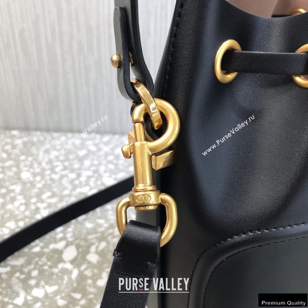 Valentino VLogo Walk Calfskin Bucket Bag Black 2021 (liankafo-21012901)