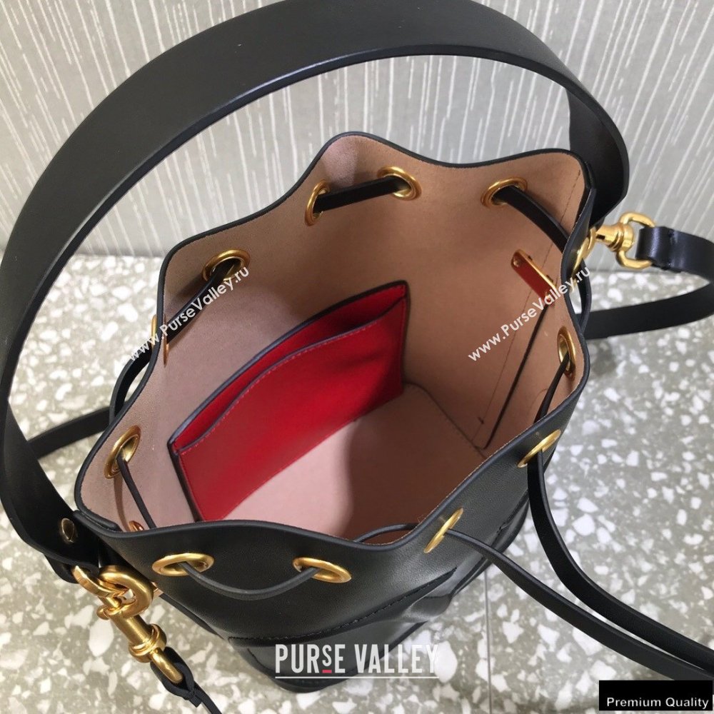 Valentino VLogo Walk Calfskin Bucket Bag Black 2021 (liankafo-21012901)