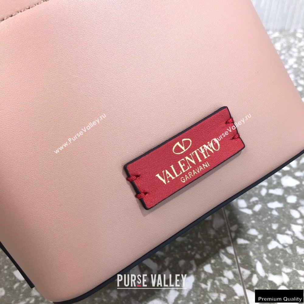 Valentino VLogo Walk Calfskin Bucket Bag Nude Pink 2021 (liankafo-21012904)