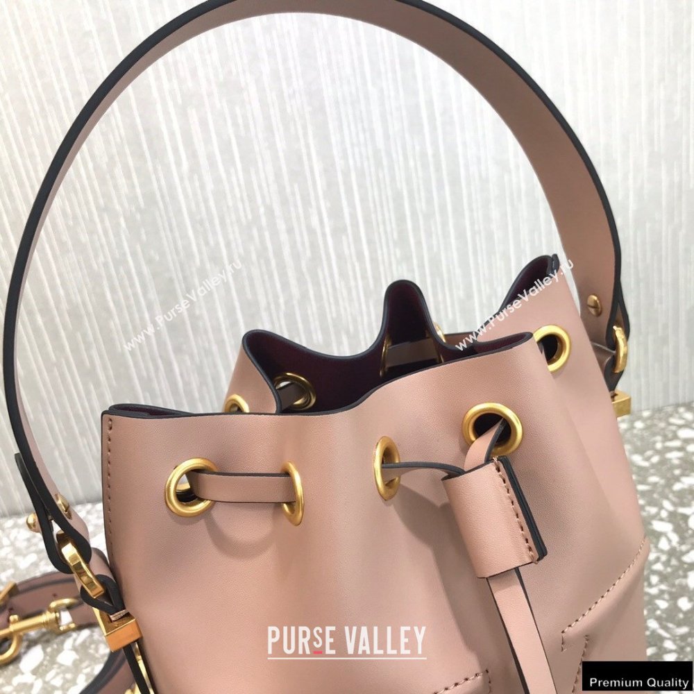 Valentino VLogo Walk Calfskin Bucket Bag Nude Pink 2021 (liankafo-21012904)
