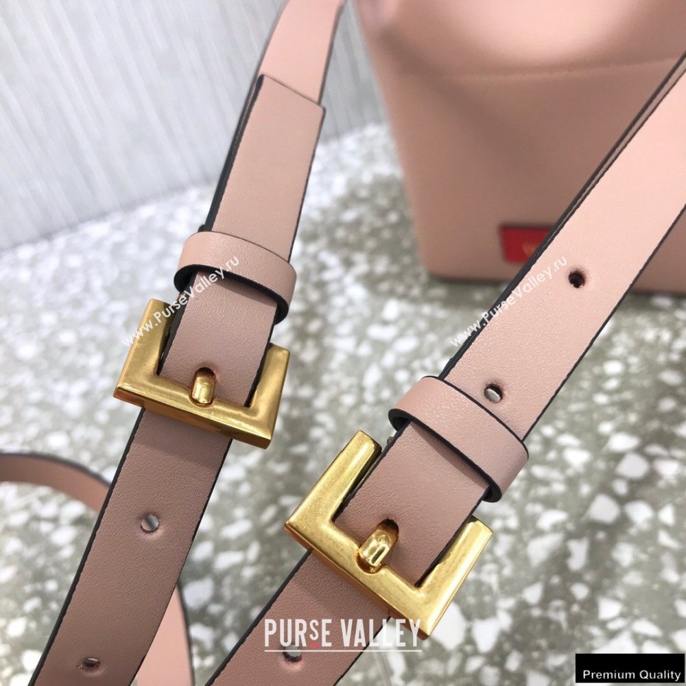 Valentino VLogo Walk Calfskin Bucket Bag Nude Pink 2021 (liankafo-21012904)