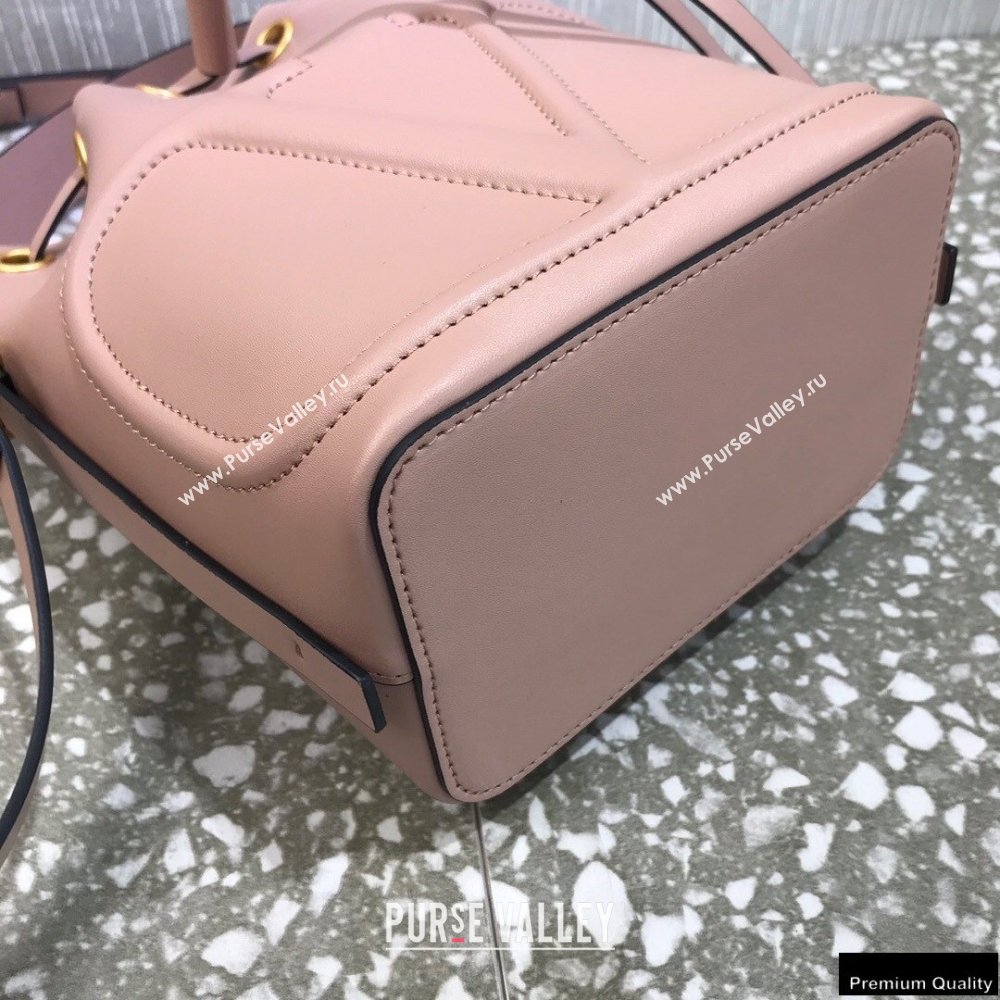 Valentino VLogo Walk Calfskin Bucket Bag Nude Pink 2021 (liankafo-21012904)