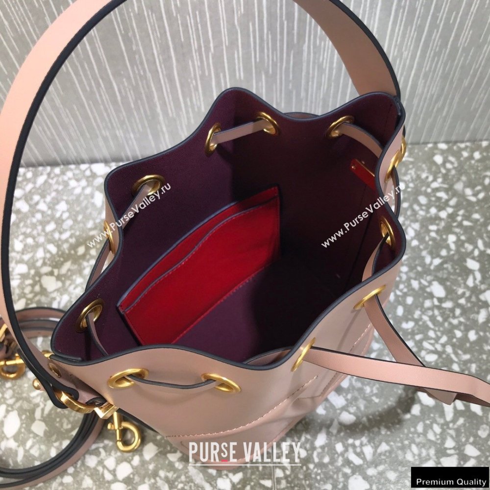 Valentino VLogo Walk Calfskin Bucket Bag Nude Pink 2021 (liankafo-21012904)