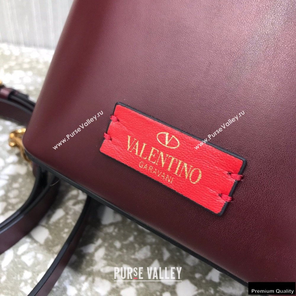 Valentino VLogo Walk Calfskin Bucket Bag Burgundy 2021 (liankafo-21012902)