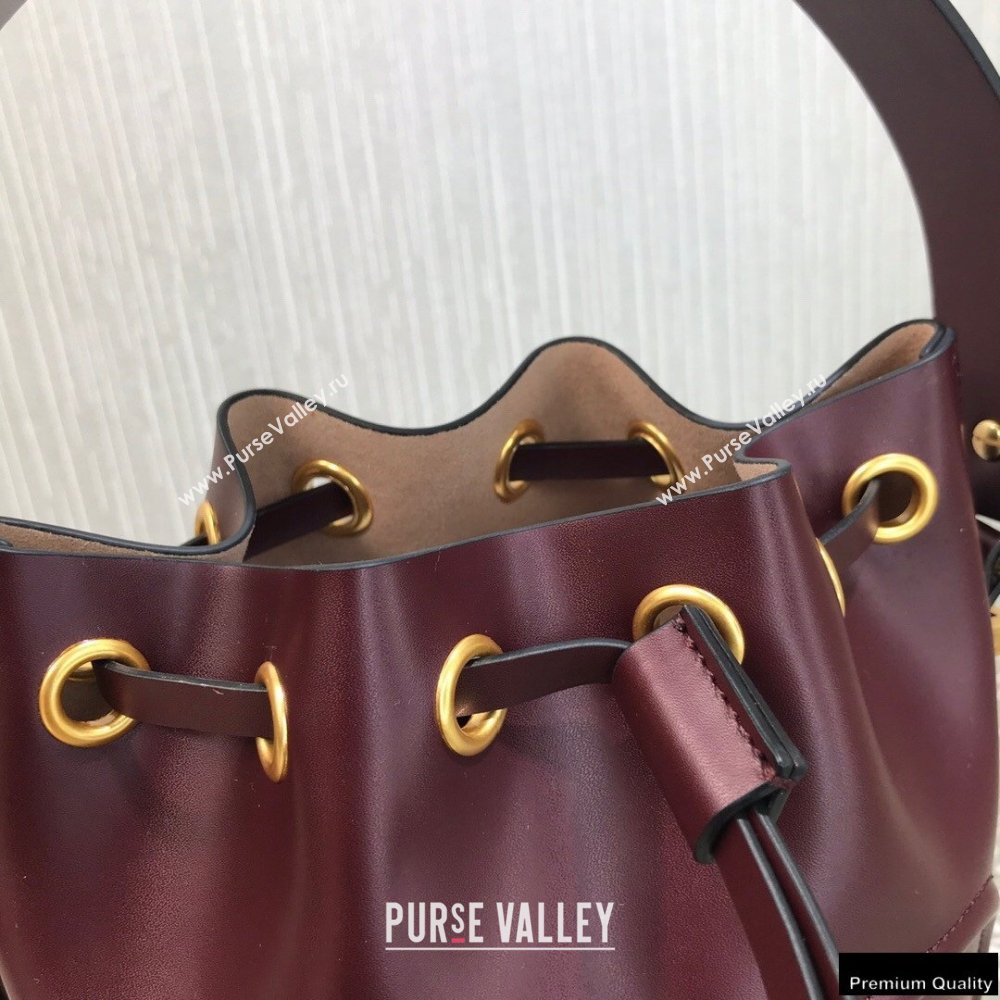 Valentino VLogo Walk Calfskin Bucket Bag Burgundy 2021 (liankafo-21012902)