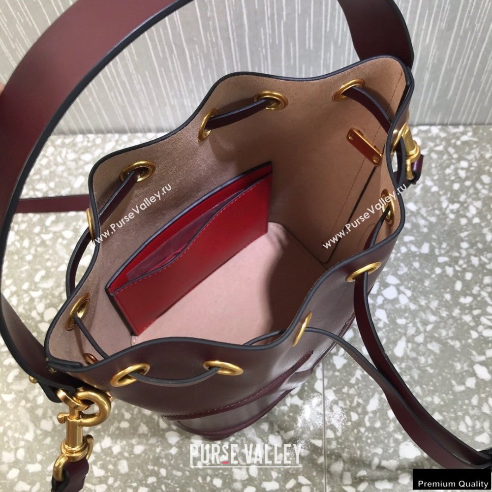 Valentino VLogo Walk Calfskin Bucket Bag Burgundy 2021 (liankafo-21012902)