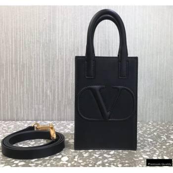 Valentino Mini VLogo Walk Calfskin Tote Bag Black 2021 (liankafo-21012905)