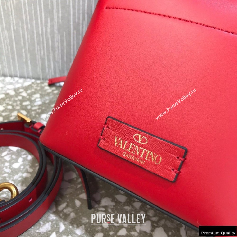 Valentino VLogo Walk Calfskin Bucket Bag Red 2021 (liankafo-21012903)