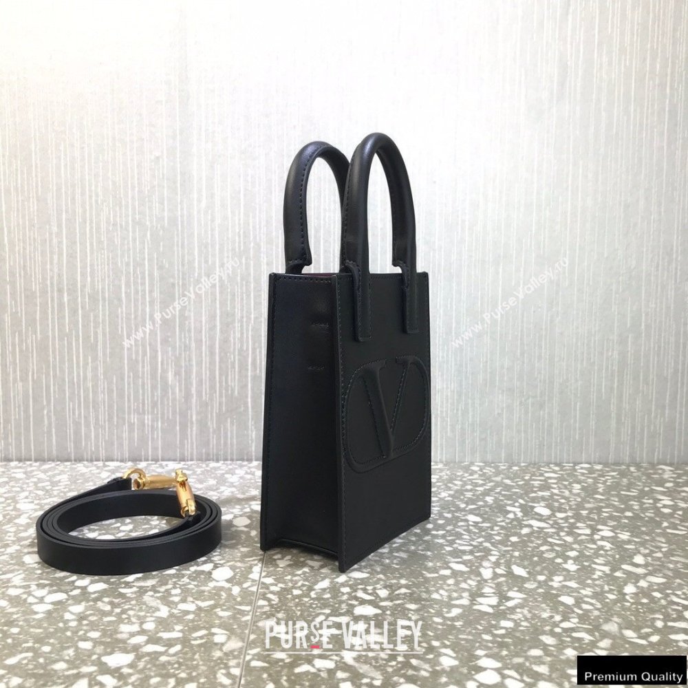 Valentino Mini VLogo Walk Calfskin Tote Bag Black 2021 (liankafo-21012905)