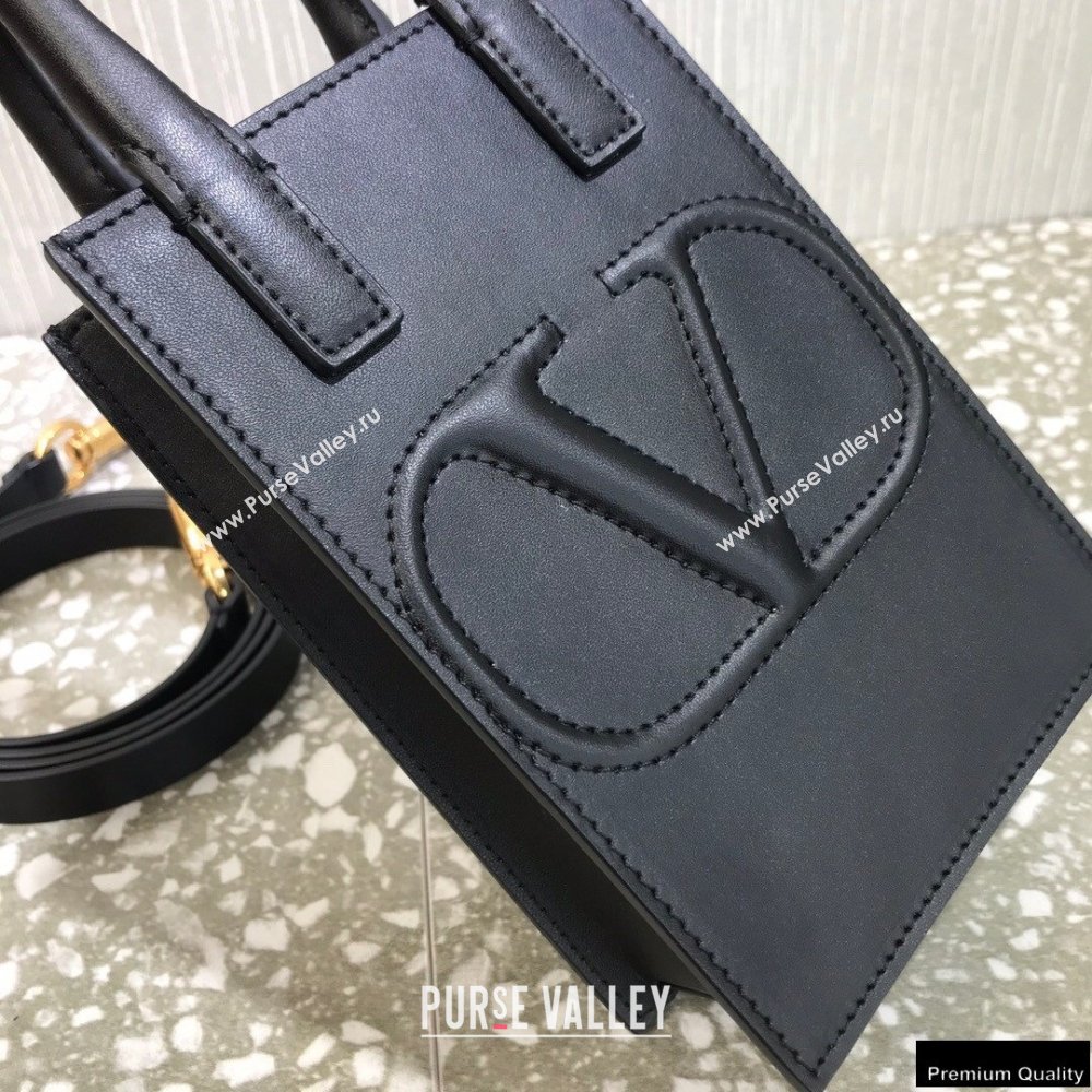 Valentino Mini VLogo Walk Calfskin Tote Bag Black 2021 (liankafo-21012905)