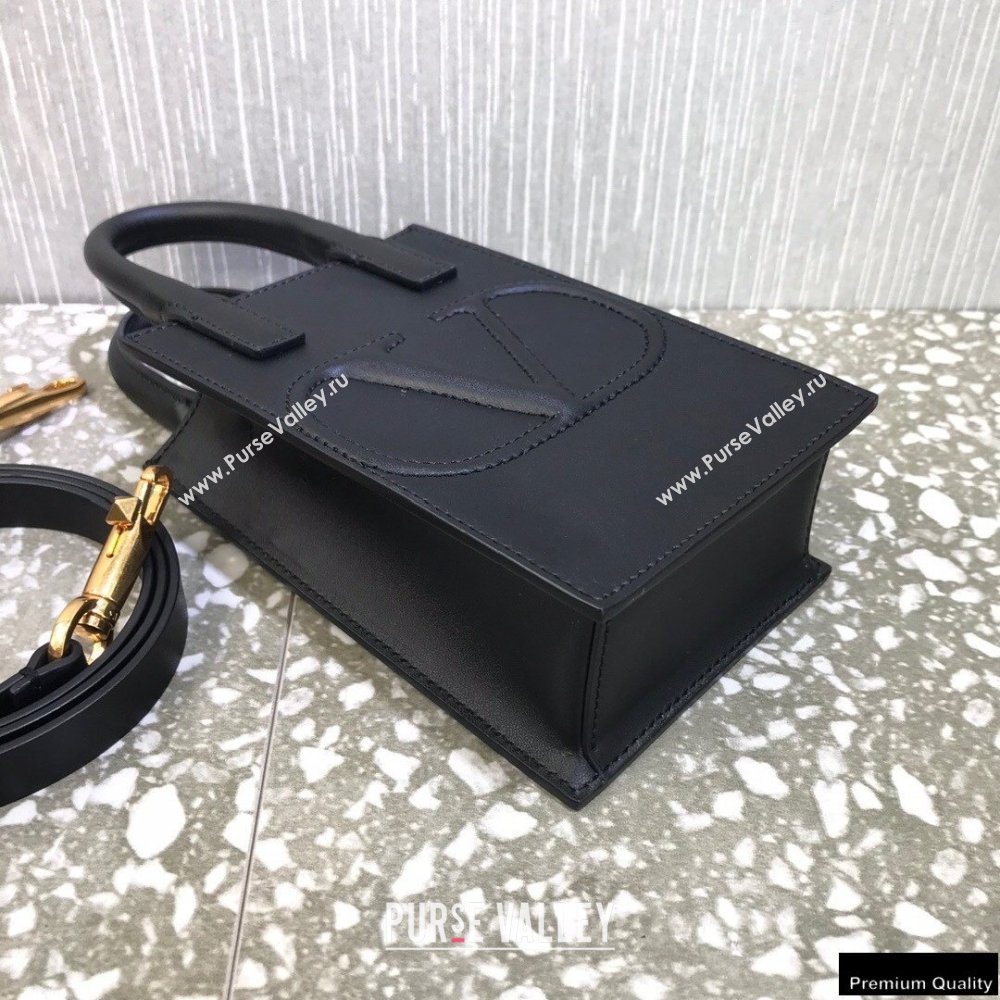 Valentino Mini VLogo Walk Calfskin Tote Bag Black 2021 (liankafo-21012905)