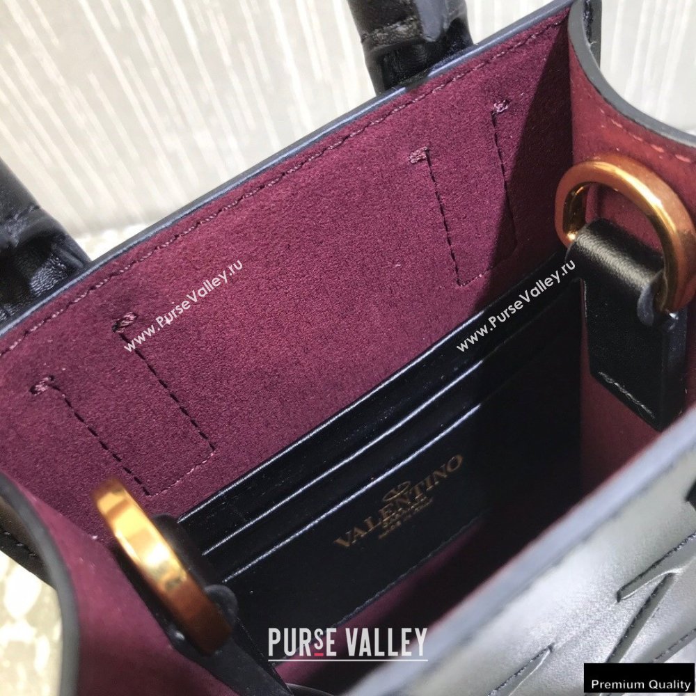 Valentino Mini VLogo Walk Calfskin Tote Bag Black 2021 (liankafo-21012905)