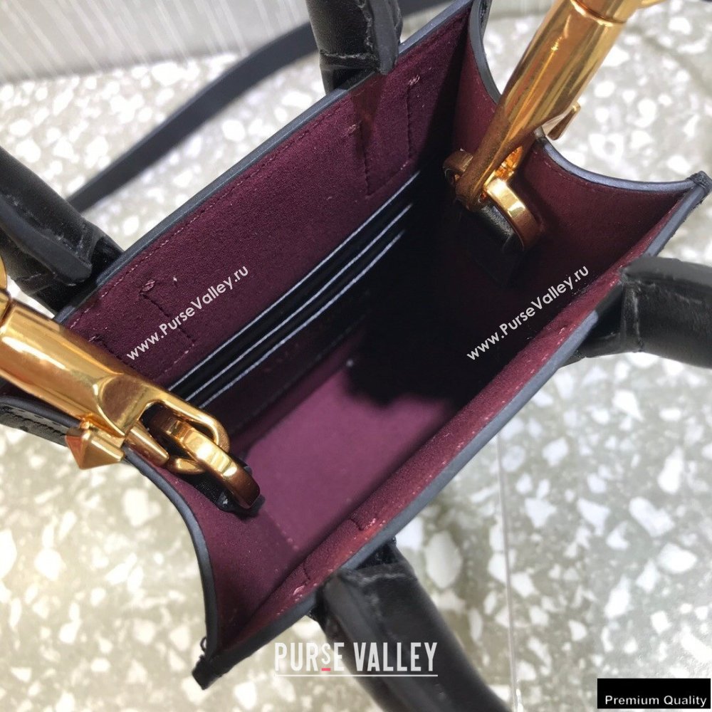 Valentino Mini VLogo Walk Calfskin Tote Bag Black 2021 (liankafo-21012905)