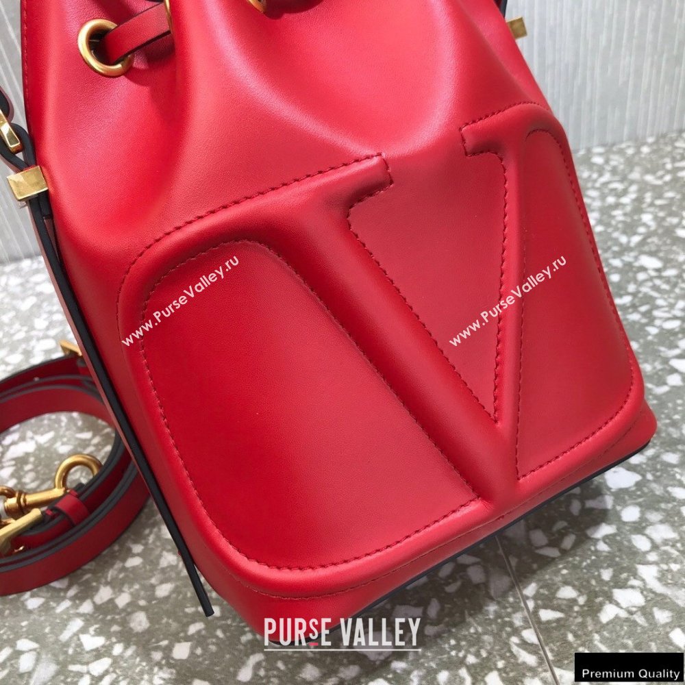 Valentino VLogo Walk Calfskin Bucket Bag Red 2021 (liankafo-21012903)