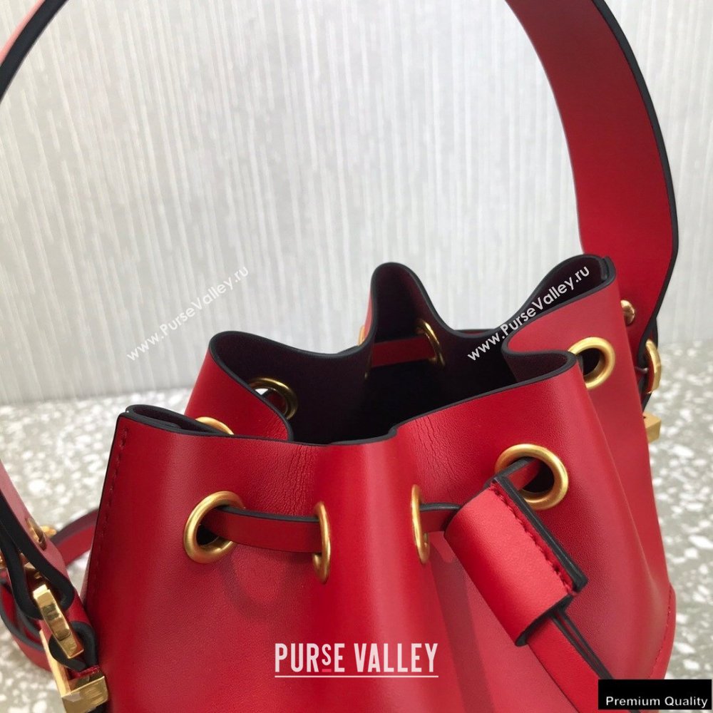 Valentino VLogo Walk Calfskin Bucket Bag Red 2021 (liankafo-21012903)