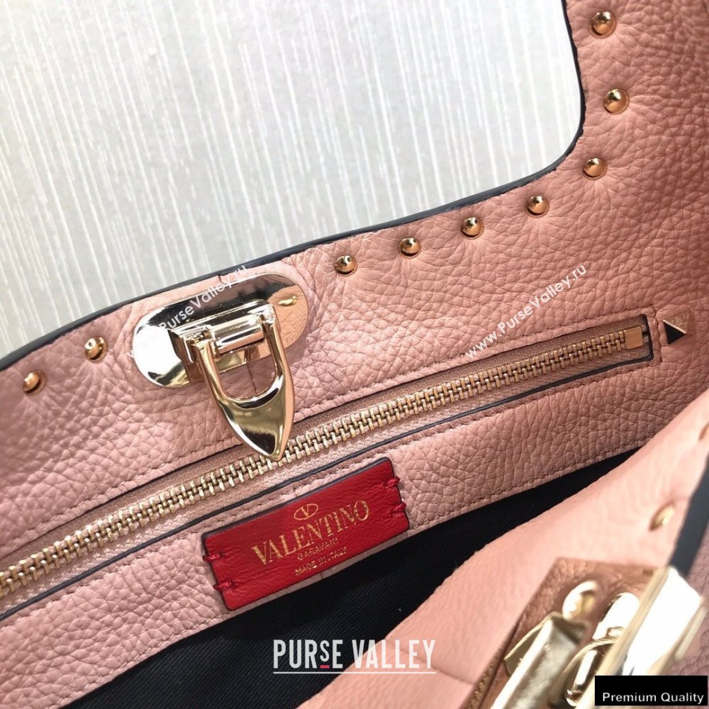 Valentino Small Rockstud Grainy Calfskin Hobo Bag Pink 2021 (liankafo-21012911)