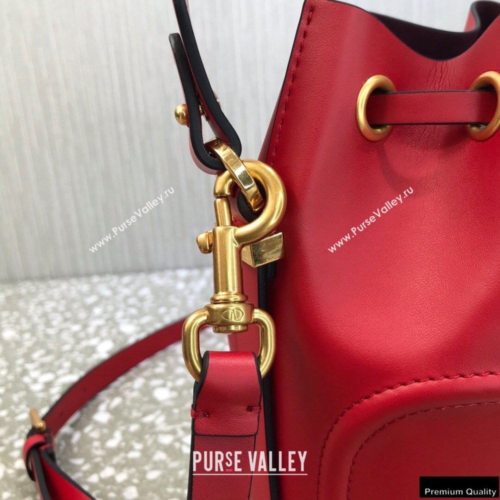 Valentino VLogo Walk Calfskin Bucket Bag Red 2021 (liankafo-21012903)