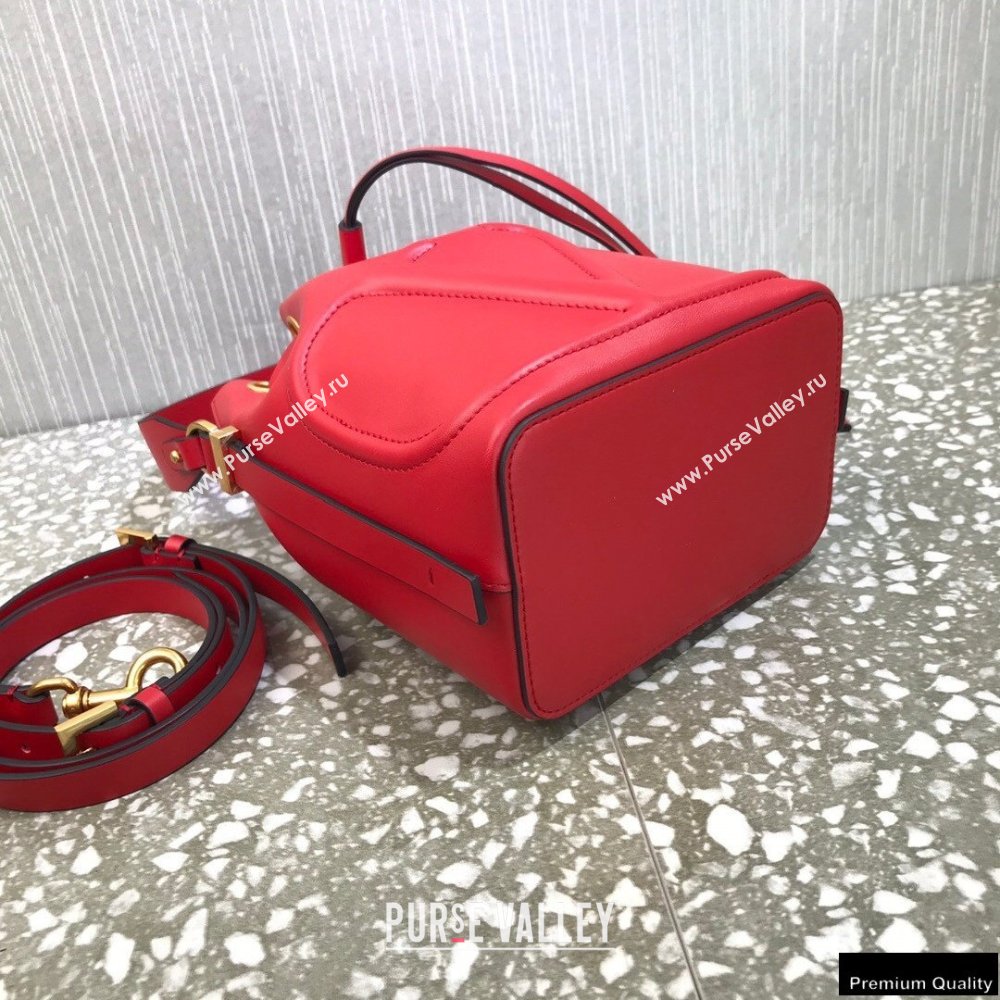 Valentino VLogo Walk Calfskin Bucket Bag Red 2021 (liankafo-21012903)