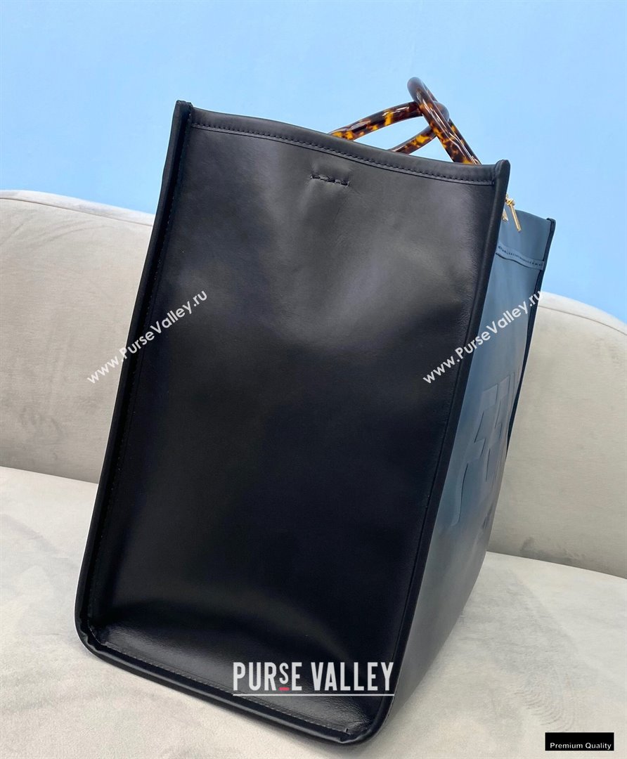 Fendi Leather Sunshine Large Shopper Tote Bag Black 2021 (chaoliu-21013001)