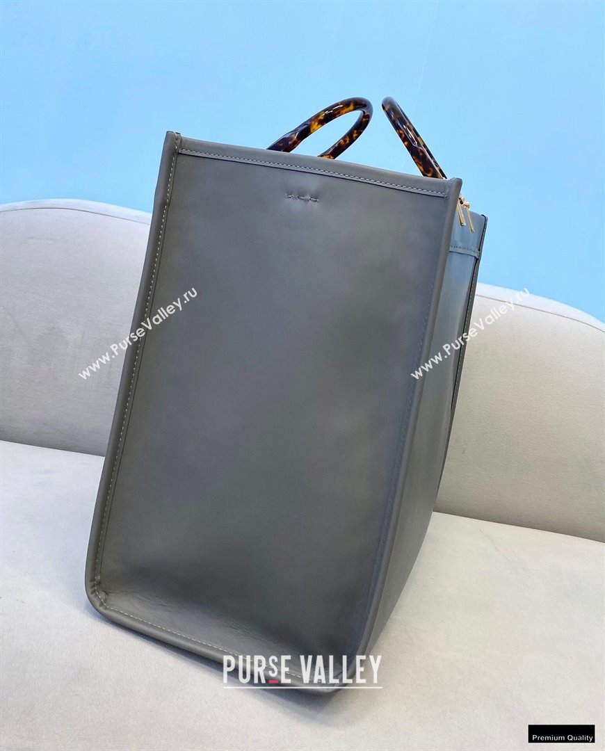 Fendi Leather Sunshine Large Shopper Tote Bag Gray 2021 (chaoliu-21013002)