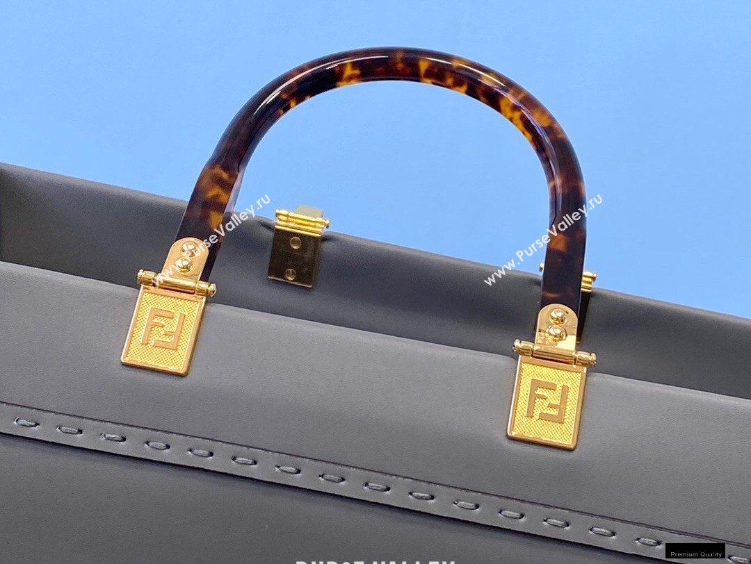 Fendi Leather Sunshine Large Shopper Tote Bag Gray 2021 (chaoliu-21013002)
