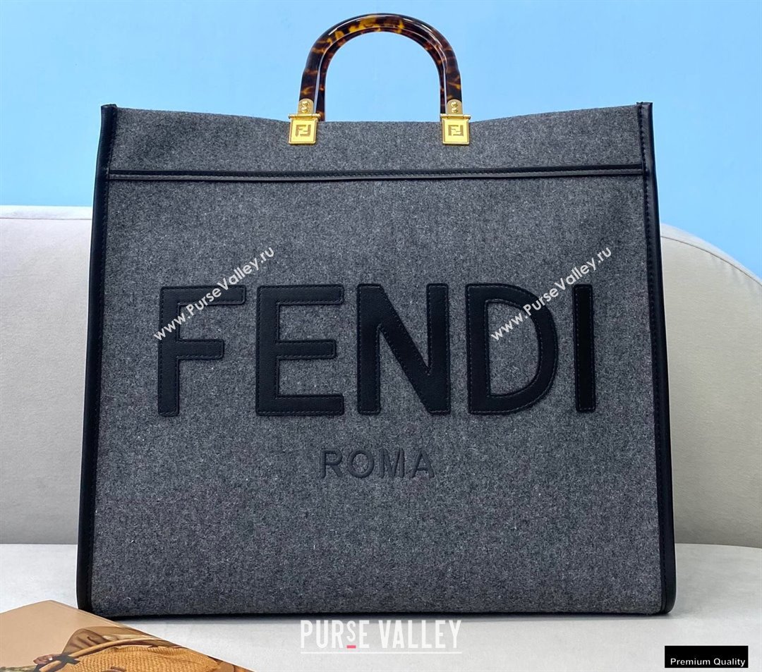 Fendi Gray Flannel Sunshine Large Shopper Tote Bag 2021 (chaoliu-21013003)