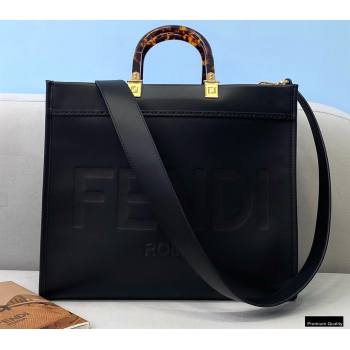 Fendi Leather Sunshine Medium Shopper Tote Bag Black 2021 (chaoliu-21013004)