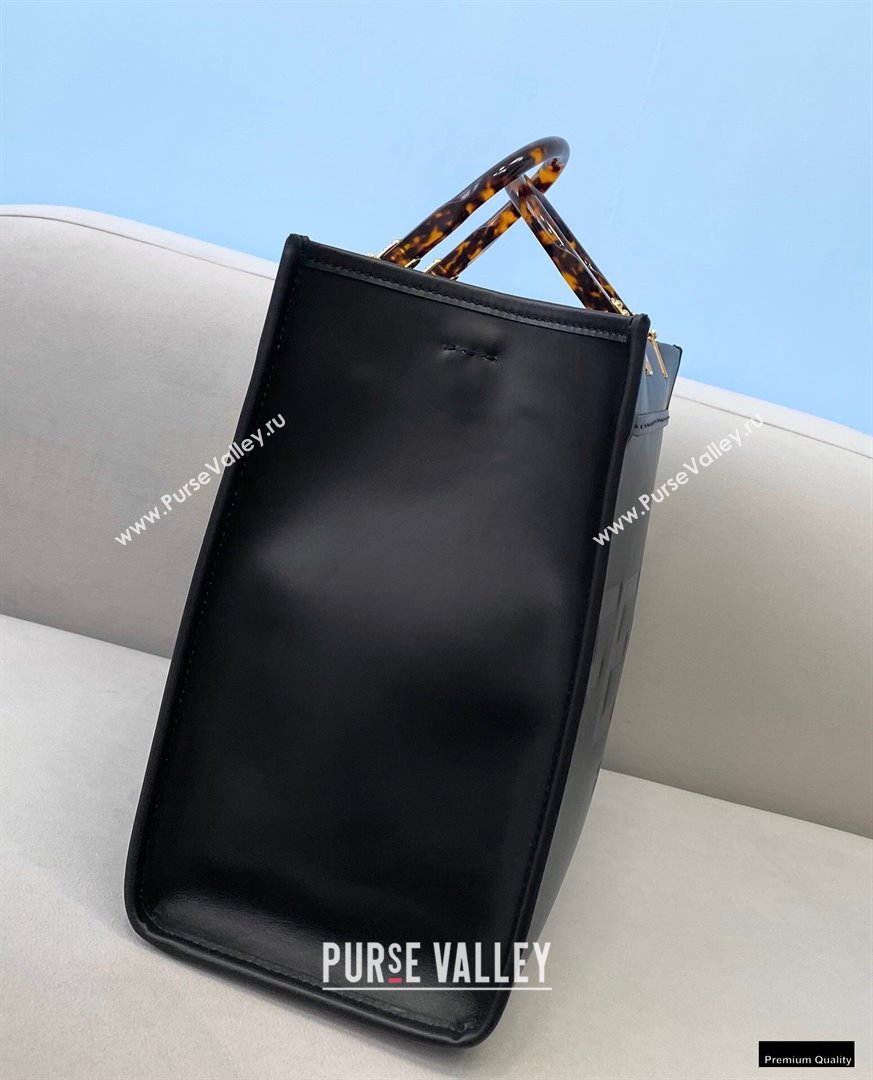 Fendi Leather Sunshine Medium Shopper Tote Bag Black 2021 (chaoliu-21013004)