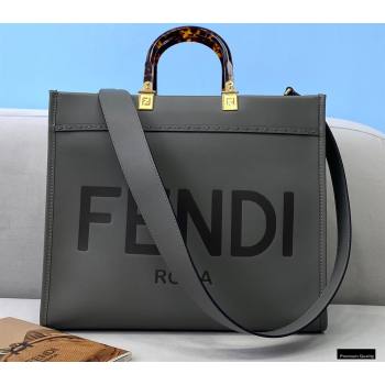 Fendi Leather Sunshine Medium Shopper Tote Bag Gray 2021 (chaoliu-21013006)