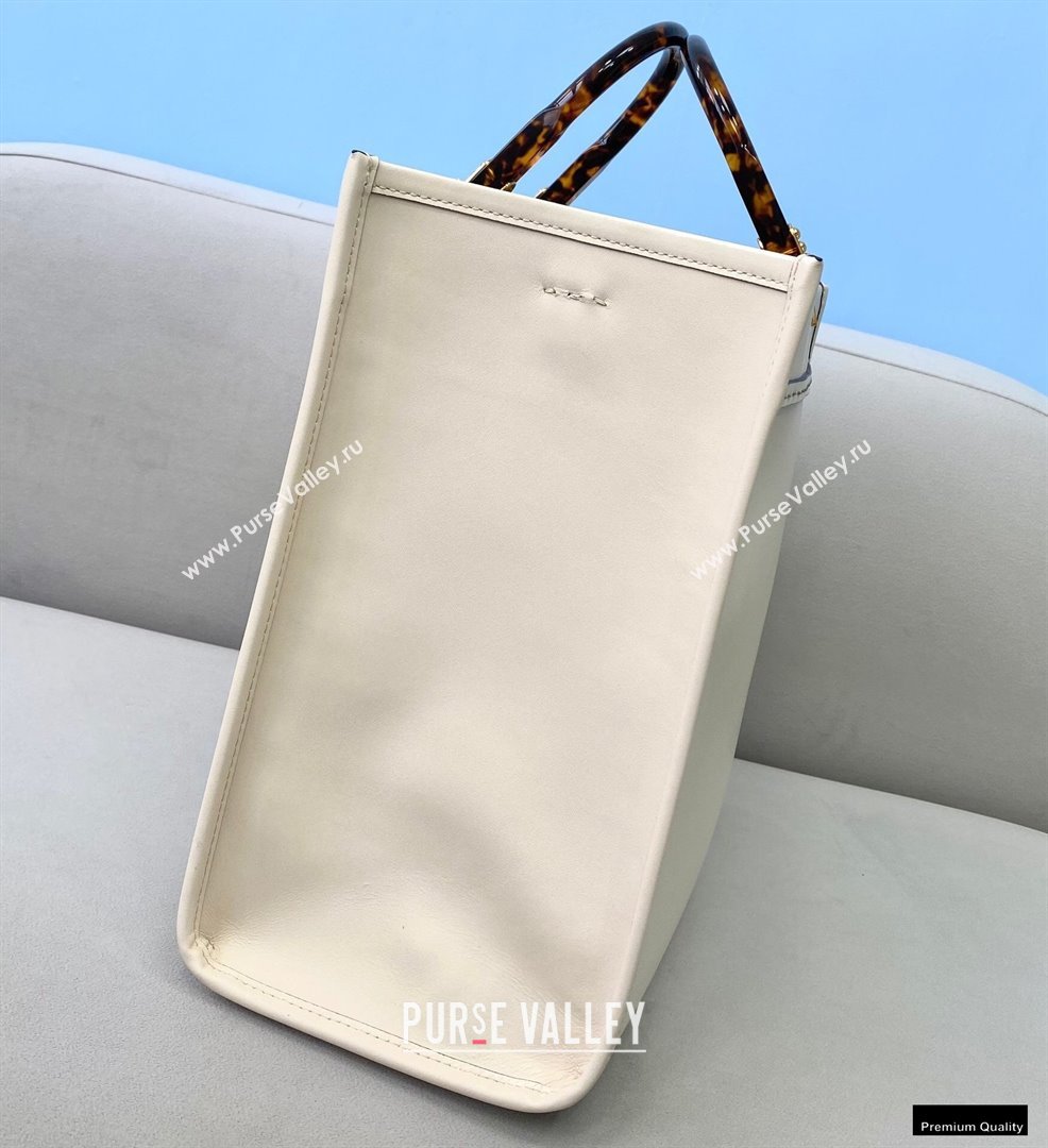 Fendi Leather Sunshine Medium Shopper Tote Bag White 2021 (chaoliu-21013008)