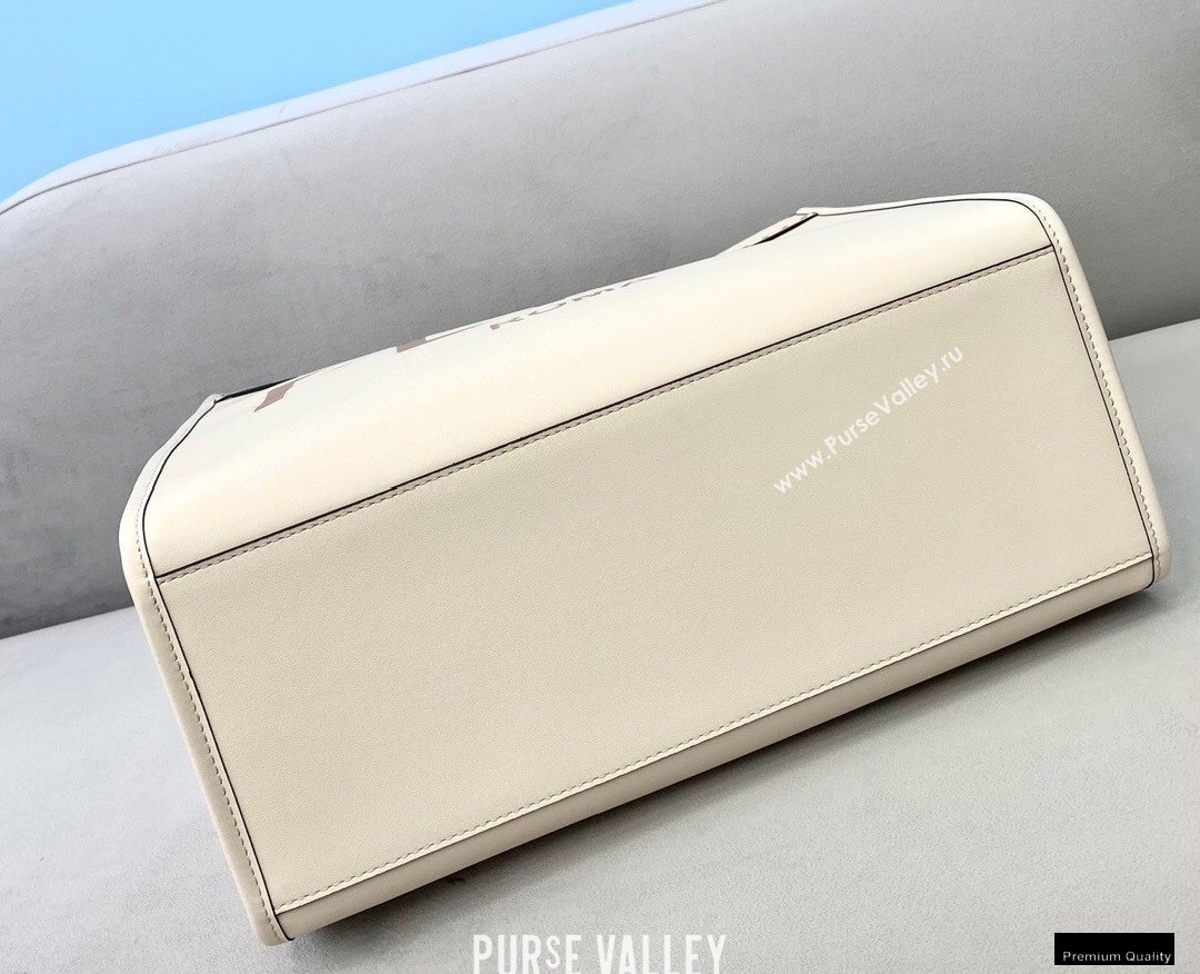 Fendi Leather Sunshine Medium Shopper Tote Bag White 2021 (chaoliu-21013008)